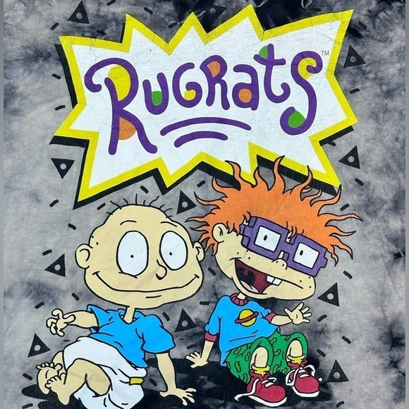 Nickelodeon TV Rugrats Characters Gray Tie Dye Retro Graphic T Shirt XL Cartoon - Picture 4 of 4
